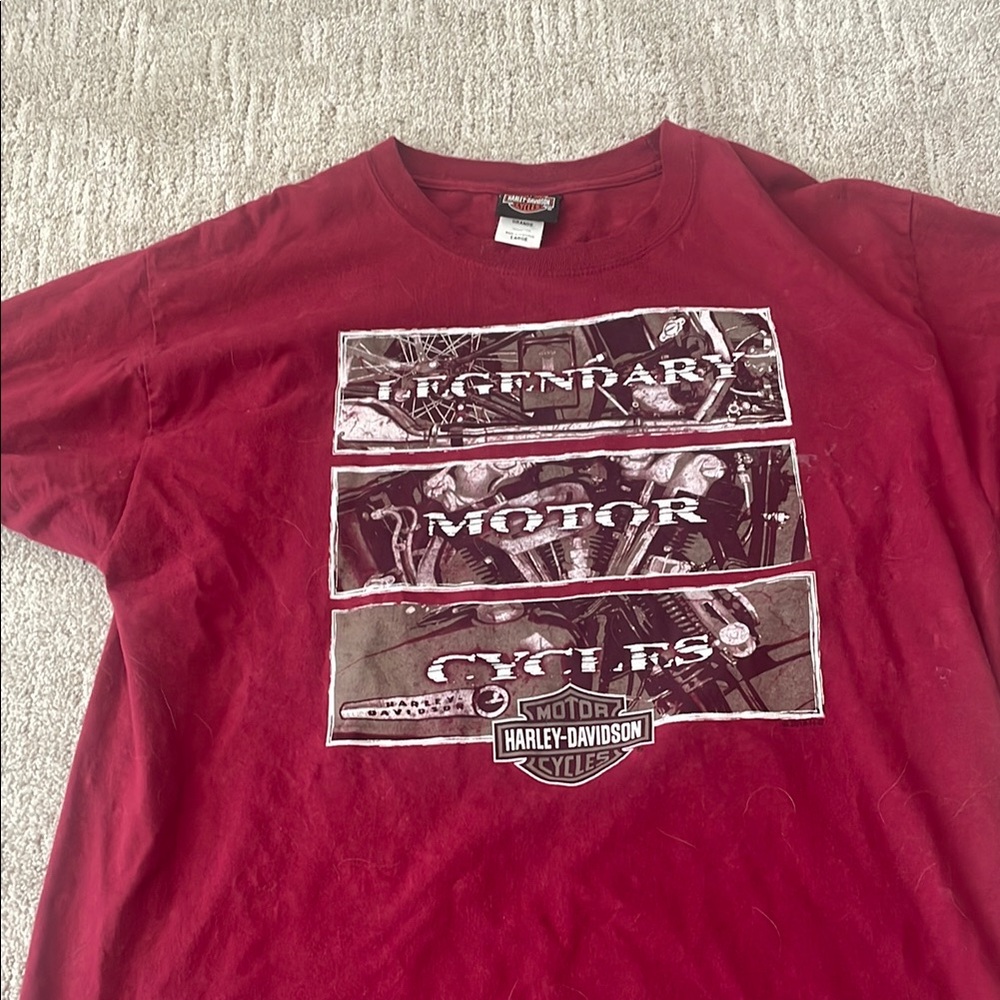 Harley-Davidson Red Short Sleeve Tee with Vintage Graphic